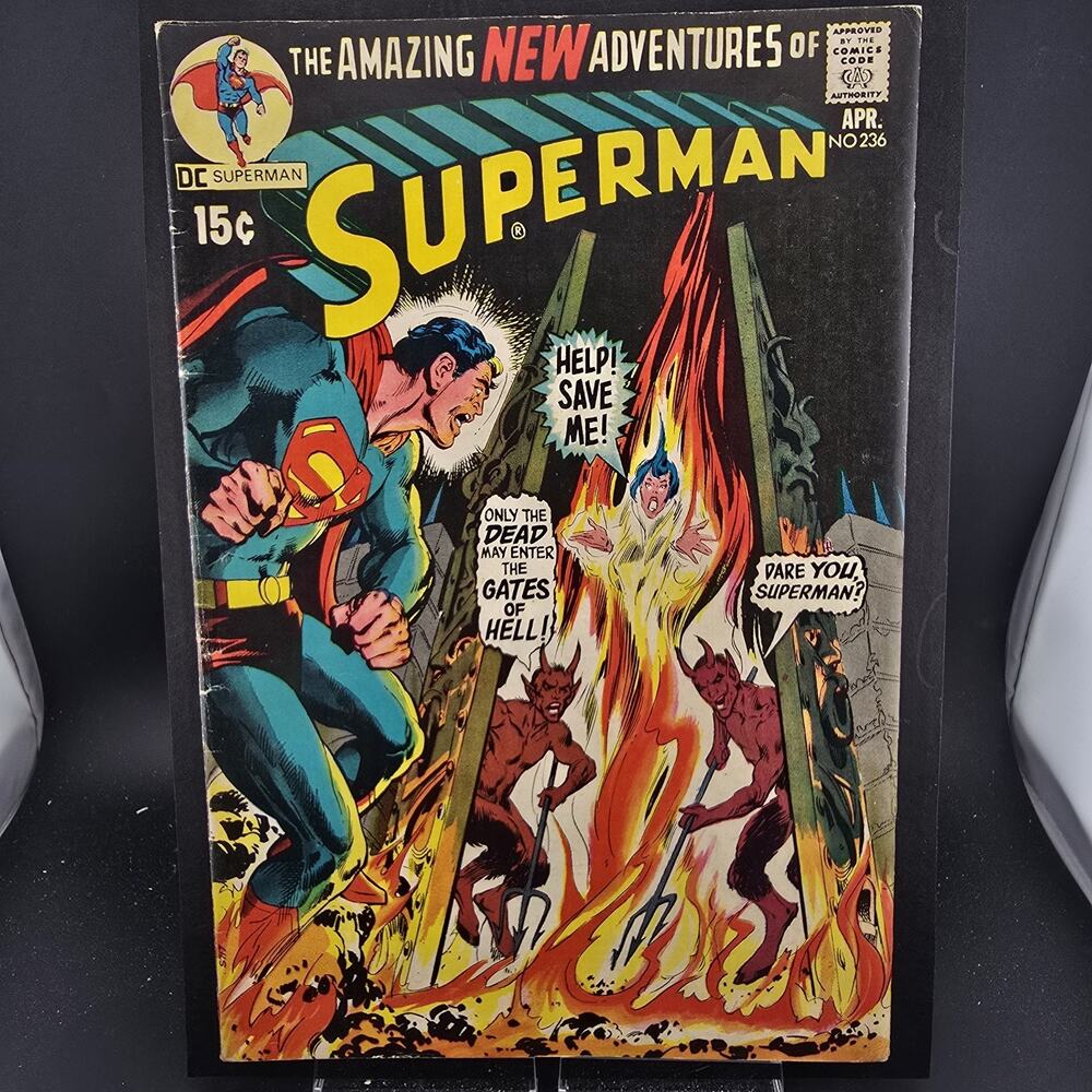 Superman 236 (1971) DC Comics FN 6.0 Fine Neal Adams Cover Gates of Hell Raw